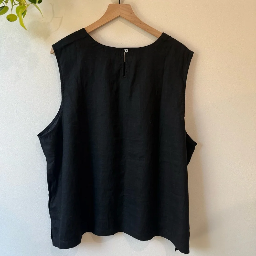 Quince 100% European Linen Tank Black Casual Minimalist Summer Spring Size 3X - Picture 5 of 6